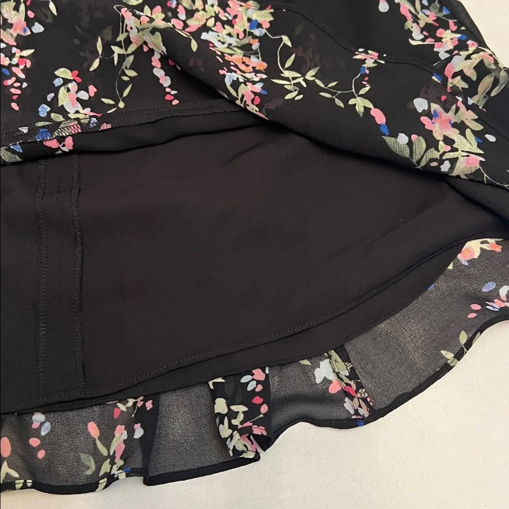 REISS FLORAL PLEATED RUFFLE MINI SKIRT SIZE 6